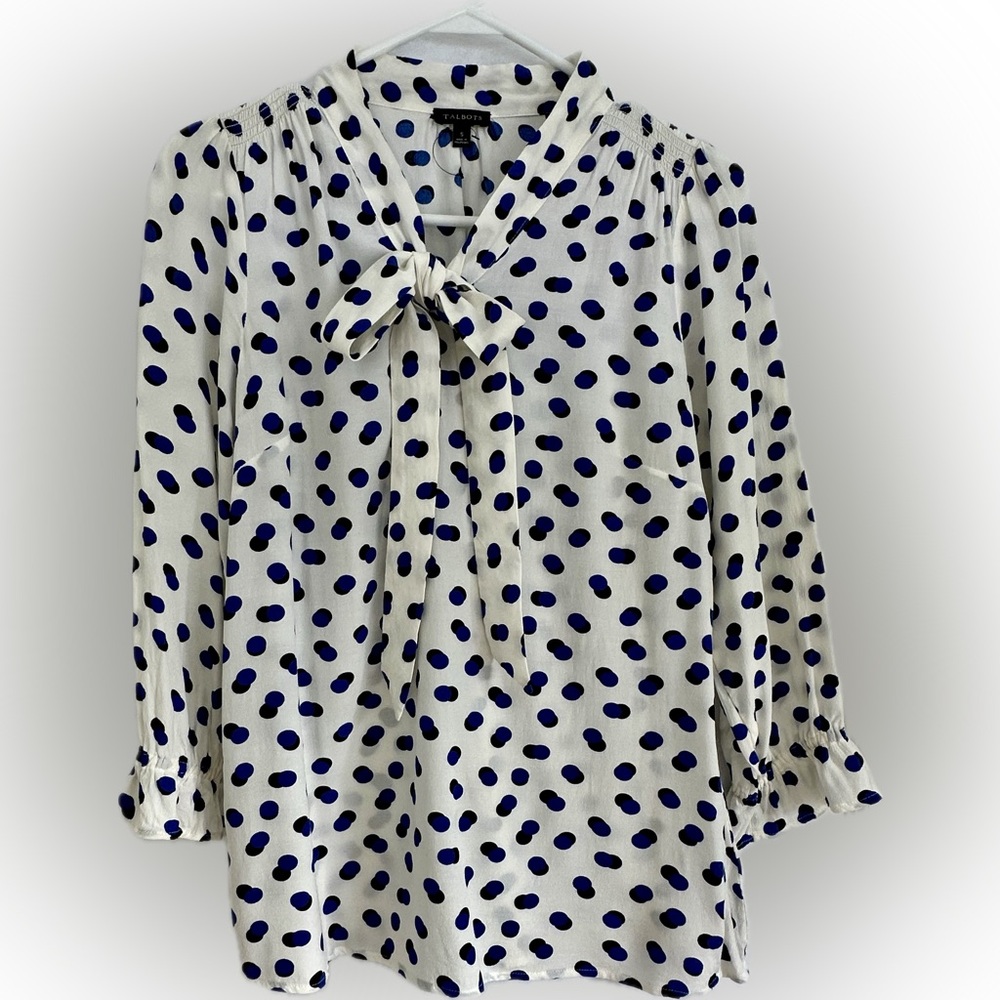Talbots Blouse Top Polka Dot Women's Sz Small, Very Good